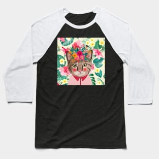 cat with flowers Baseball T-Shirt